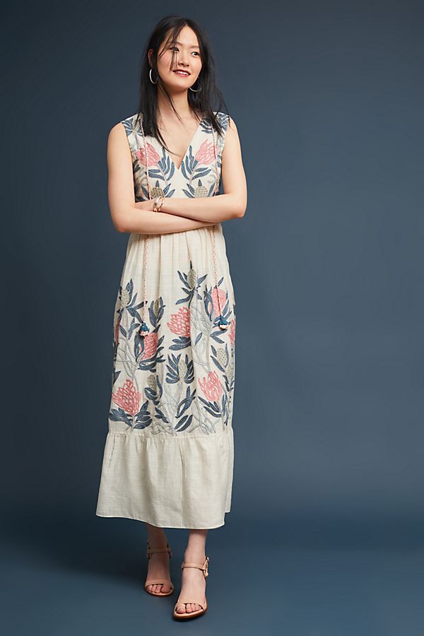 Slide View: 1: Lola Embroidered Maxi Dress