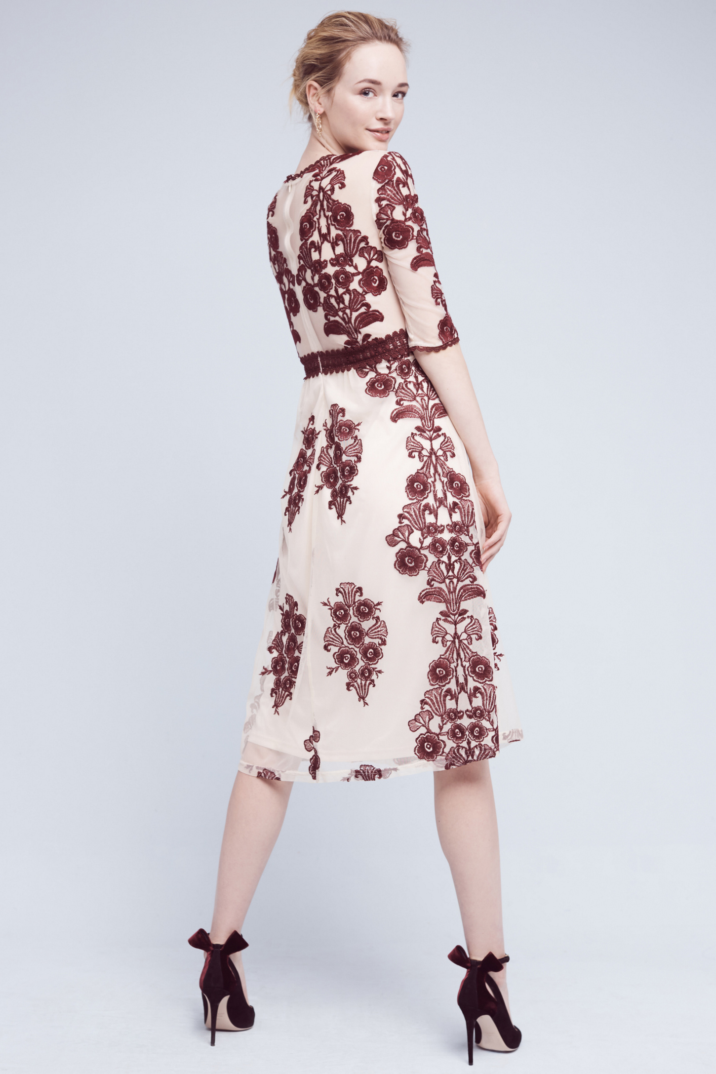 Embroidered Lace Midi Dress Anthropologie