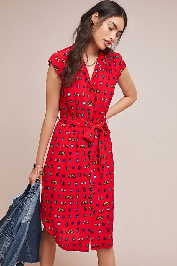 Slide View: 1: Colloquial Short-Sleeved Shirtdress