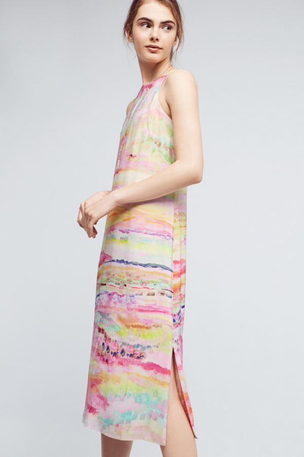 Slide View: 2: Painted Silk Column Dress