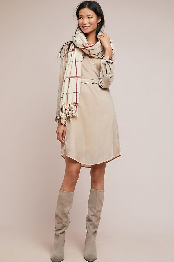 Slide View: 1: Velvet Shirtdress