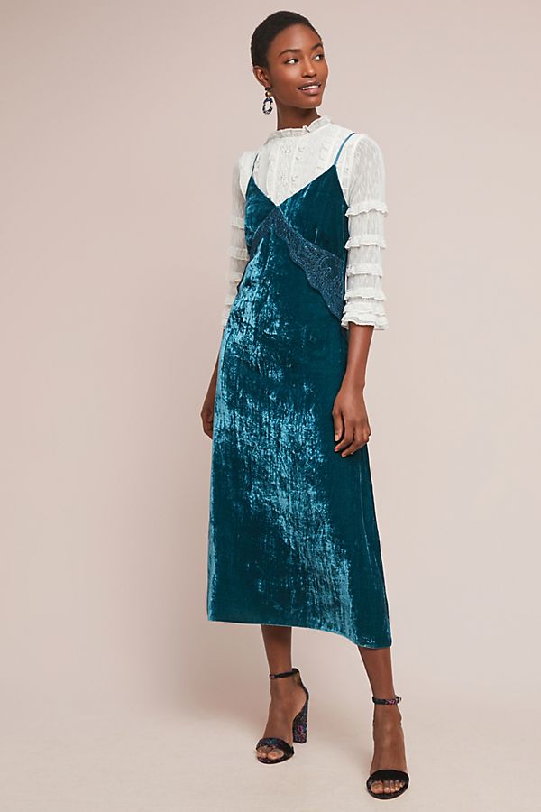 Slide View: 1: Velvet Slip Dress