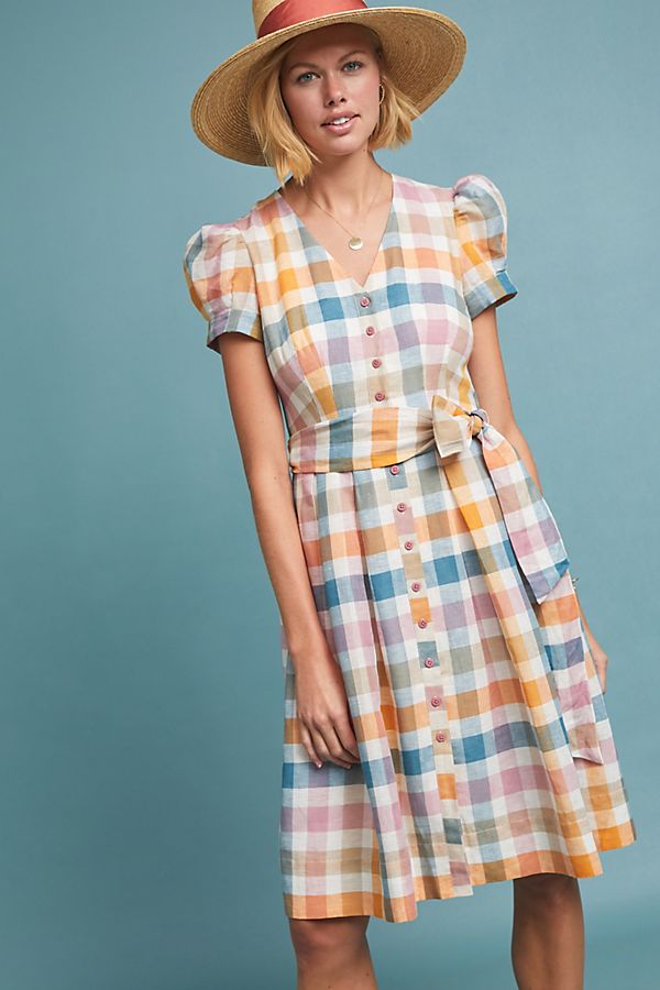 Slide View: 1: Poppy Plaid Shirtdress