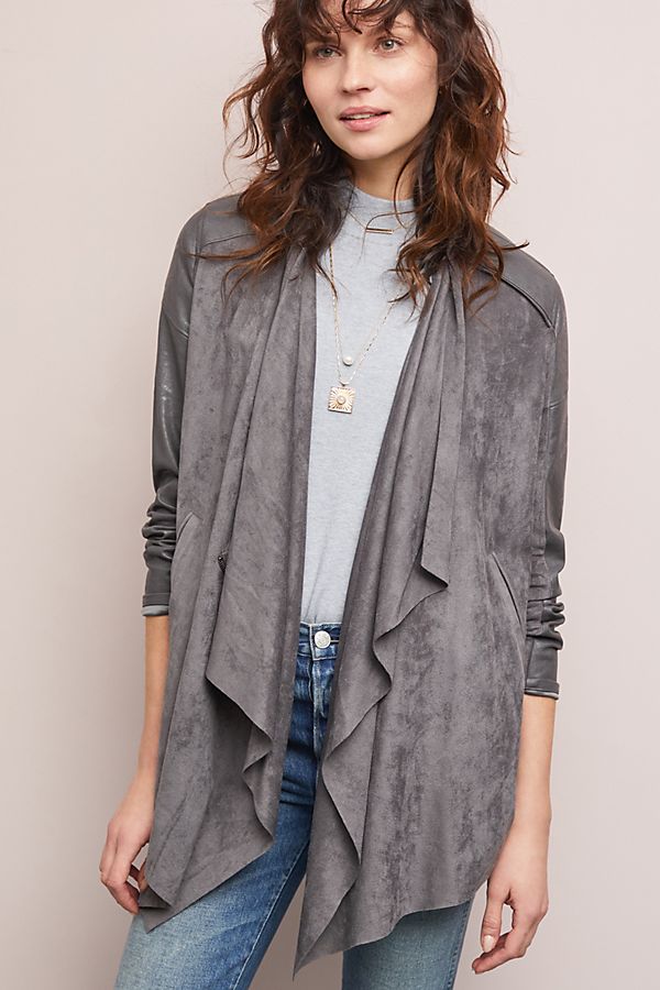 Slide View: 1: Draped Velour Jacket