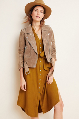 Blanknyc Annika Suede Moto Jacket In Beige