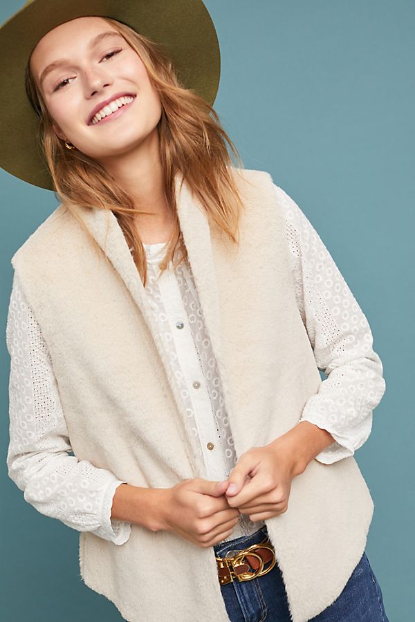 Slide View: 1: Yvette Reversible Faux Fur Vest
