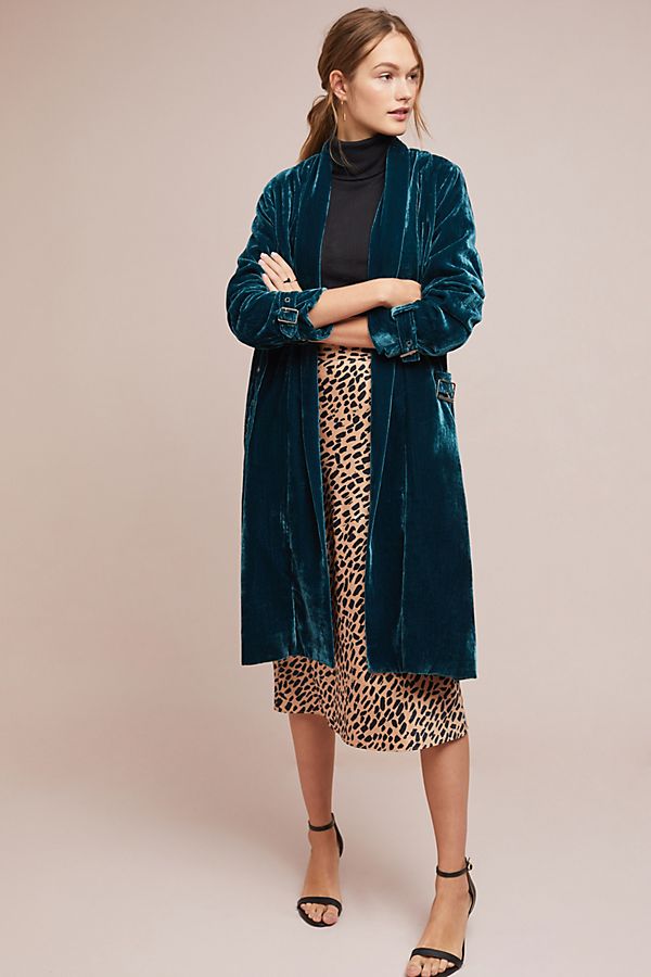 Slide View: 1: Velvet Trench Coat