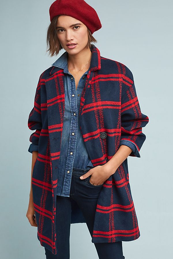 Slide View: 1: Dean Plaid Coat