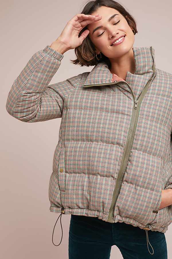 Slide View: 1: Plaid Puffer Jacket