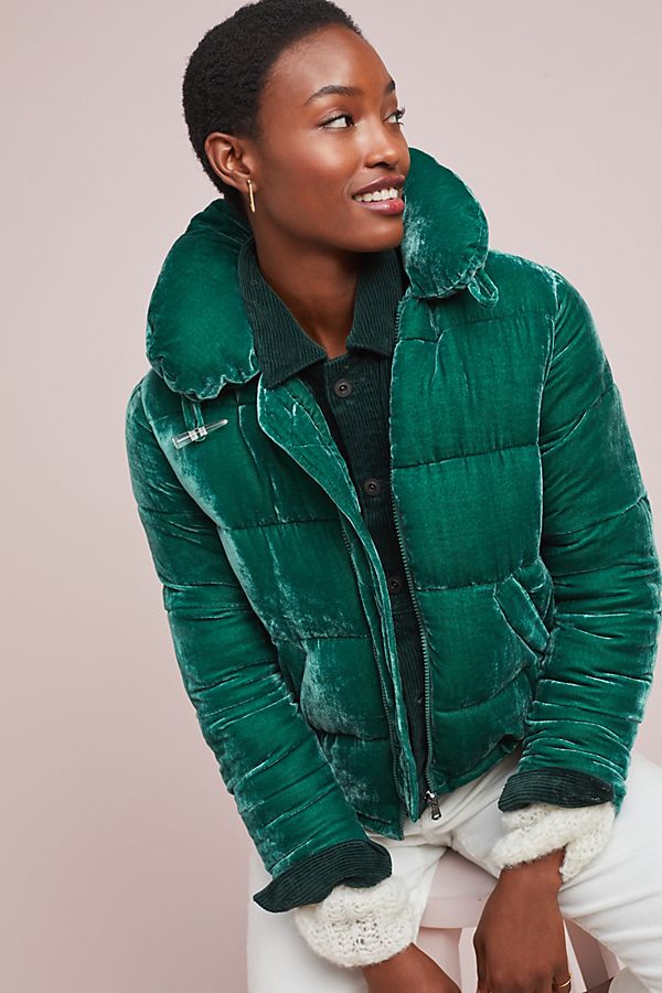 Slide View: 1: Peggy Velvet Puffer Jacket