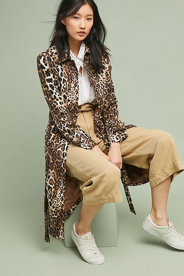 Slide View: 1: Leopard Trench Coat