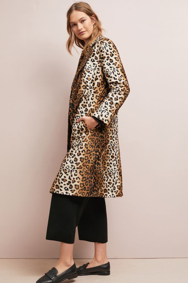 Slide View: 1: Lila Skinny Leopard Coat