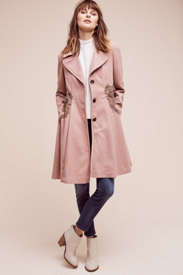 Strasbourg suede off white embroidered coat