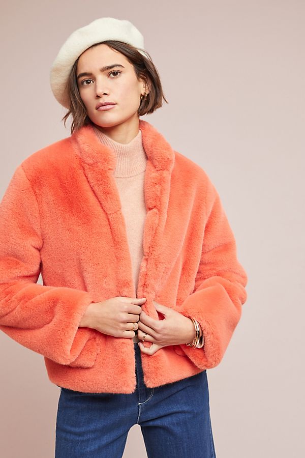 Slide View: 1: Mango Faux Fur Jacket