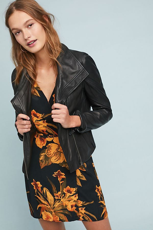 Slide View: 1: Bagatelle Leather Moto Jacket