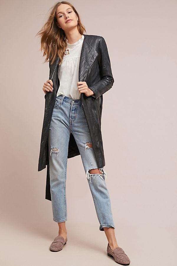 Slide View: 1: Bagatelle Belted Leather Jacket