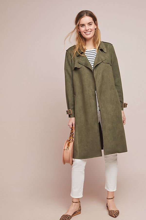 Slide View: 1: Harley Faux Suede Trench