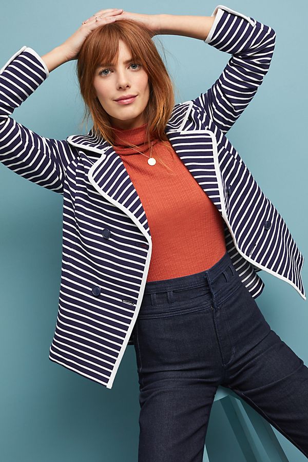 Slide View: 1: Striped Peacoat