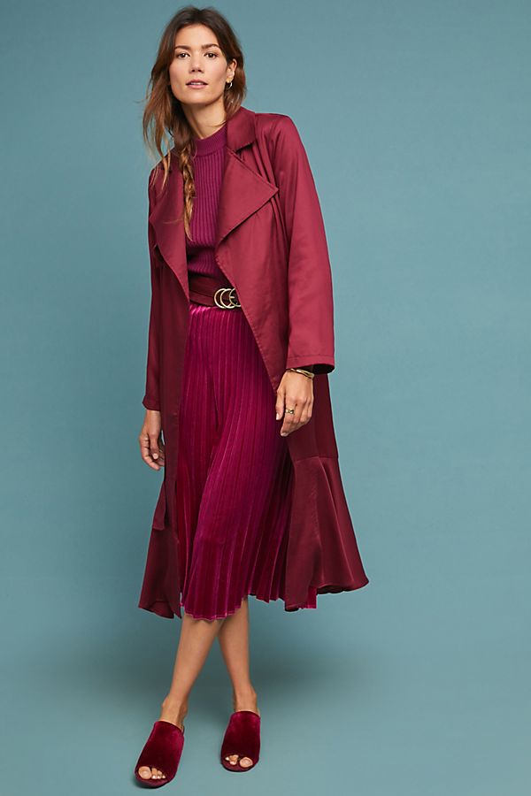 Slide View: 1: Cabernet Trench Coat