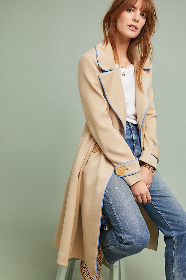 Slide View: 1: Piped Trench Coat