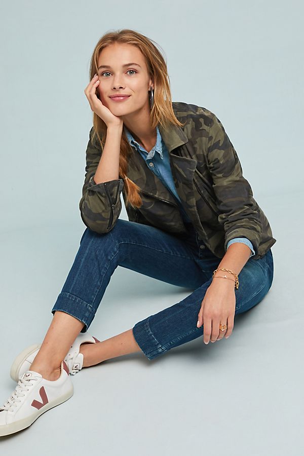 Slide View: 1: Peace Rider Camo Leather Jacket