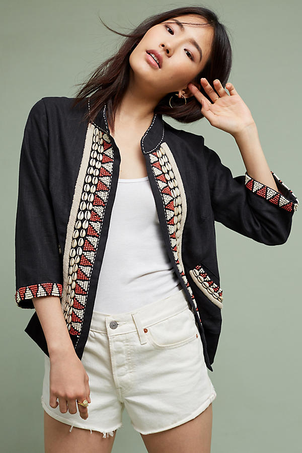 Slide View: 1: Tyler Embellished Linen Jacket