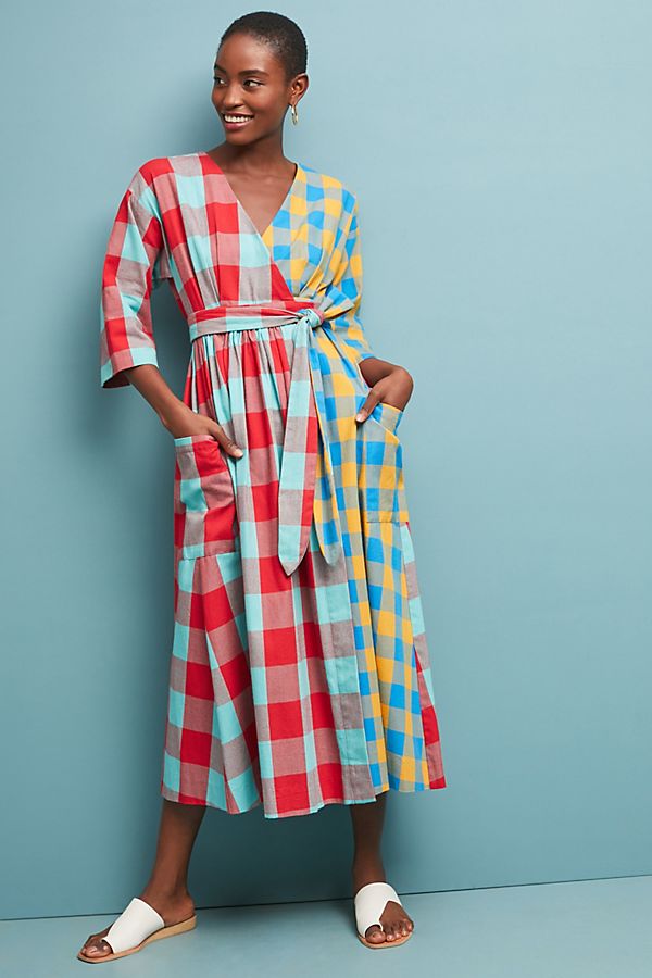 Slide View: 1: Mara Hoffman Plaid Maxi Dress