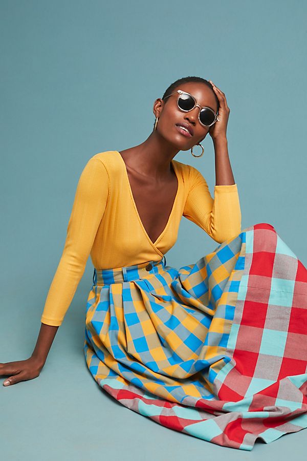 Slide View: 1: Mara Hoffman Plaid Skirt