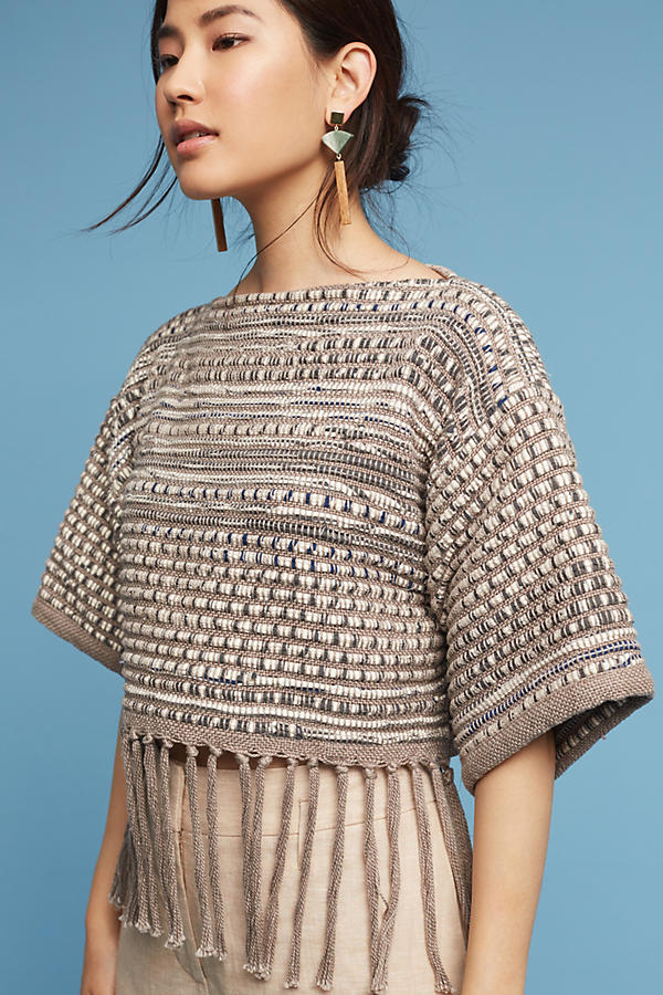 Slide View: 1: Woven Fringe Top