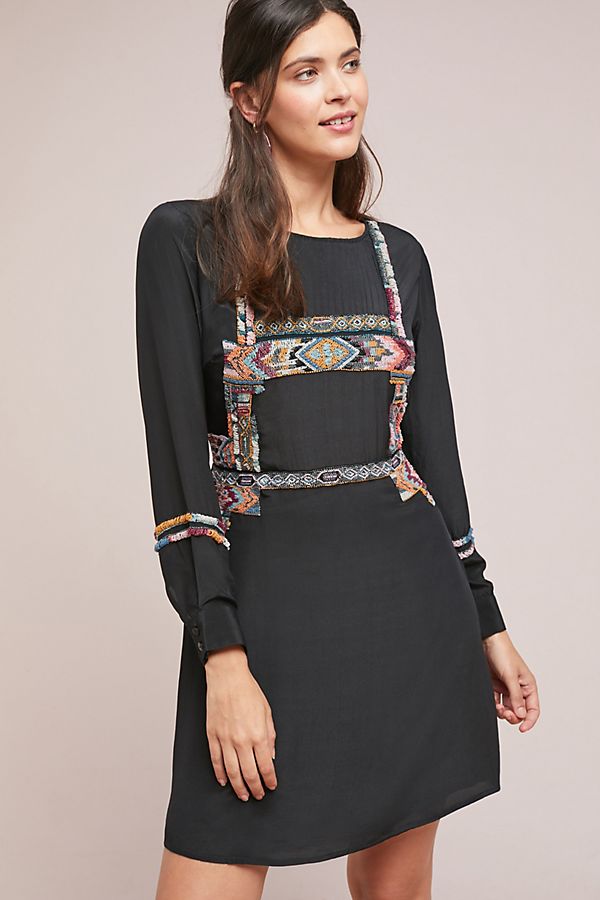 Slide View: 1: Beaded Silk Mini Dress
