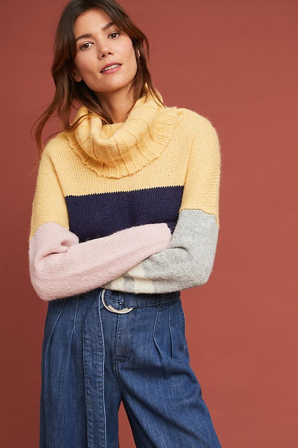 Slide View: 1: Colorblocked Turtleneck