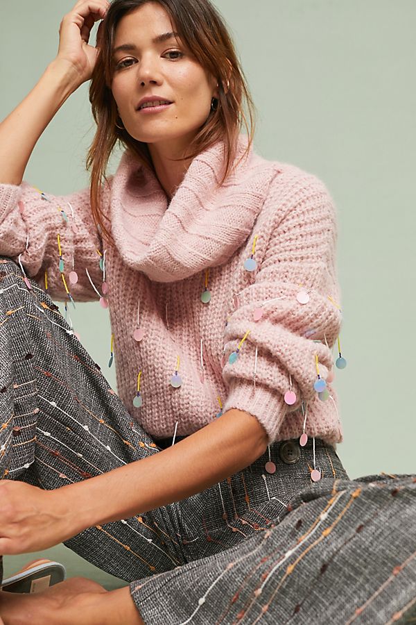 Slide View: 1: Sequin Turtleneck Sweater