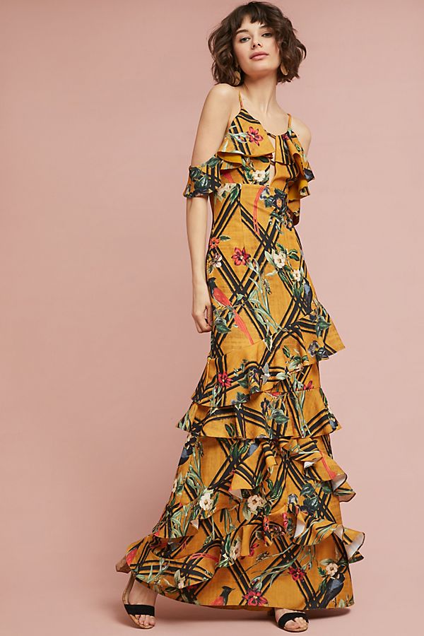 Slide View: 1: PatBO Sunflower Ruffled Dress