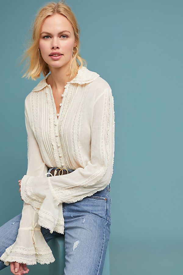 Slide View: 1: Blare Bell-Sleeved Blouse