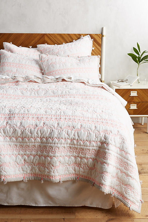 Slide View: 1: Embroidered Melvyn Coverlet