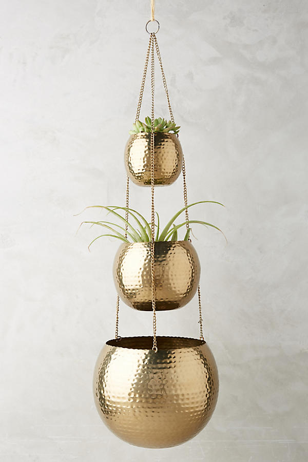 Slide View: 1: Hammered Trio Plant Hanger