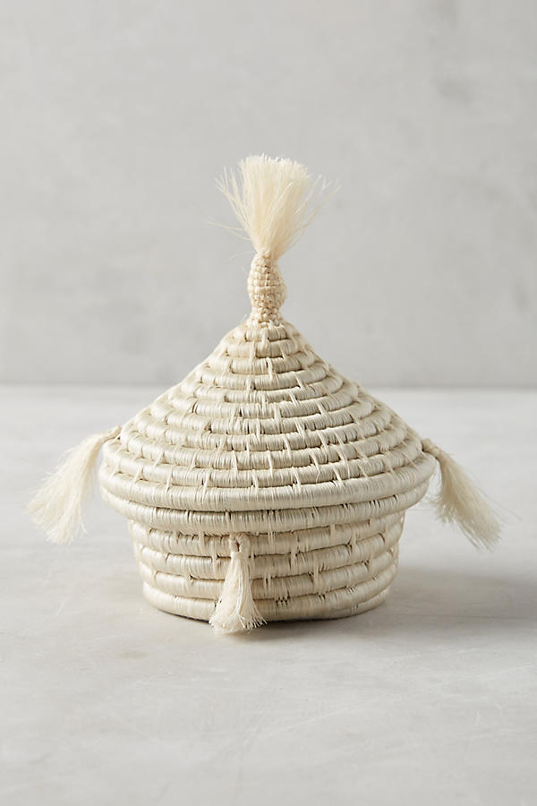 Slide View: 1: Lidded Tassel Basket