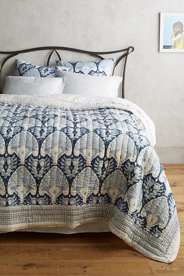 Slide View: 1: Kerry Cassill Indigo Ikat Quilt