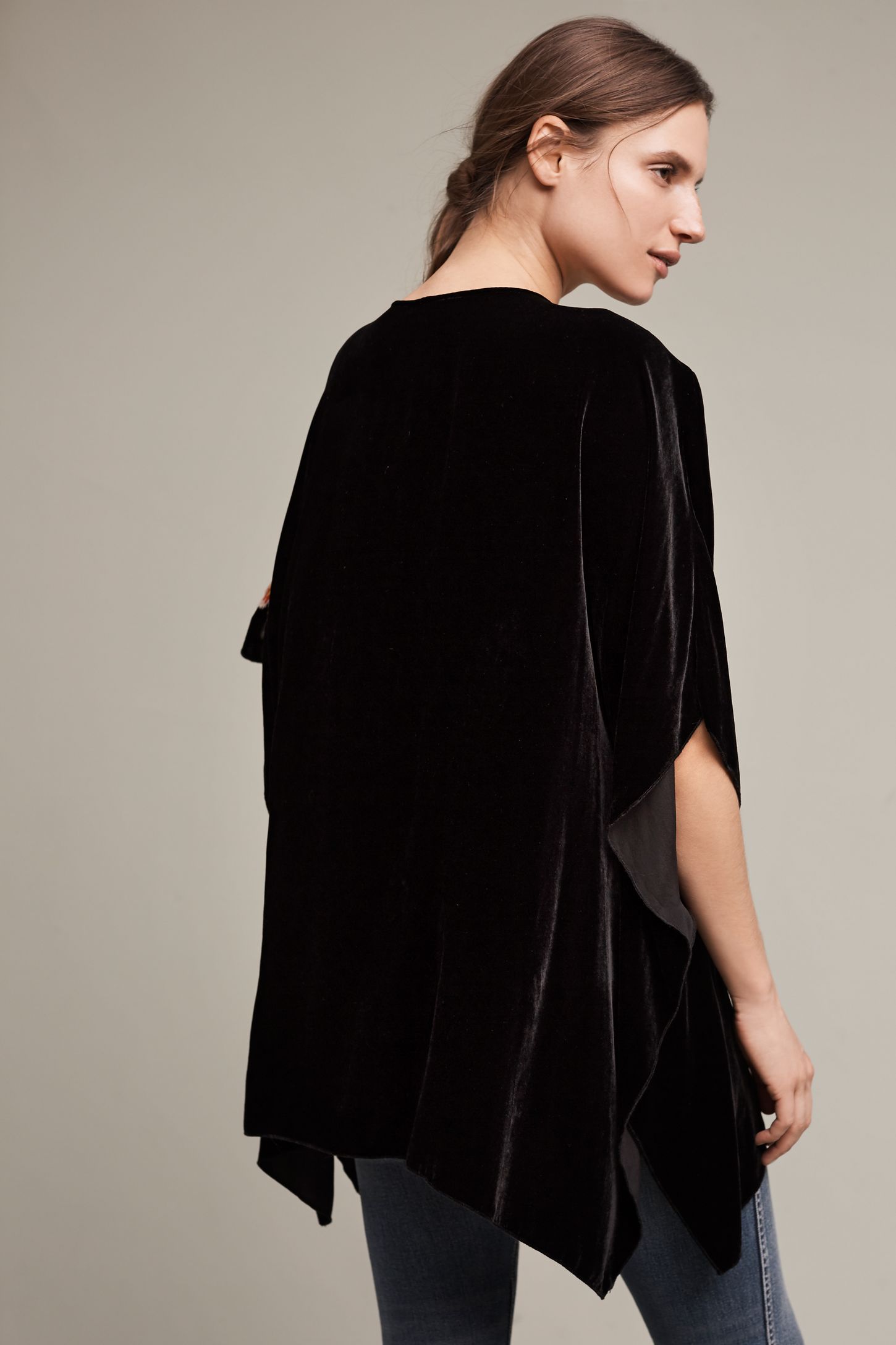 Plumed Velvet Poncho | Anthropologie