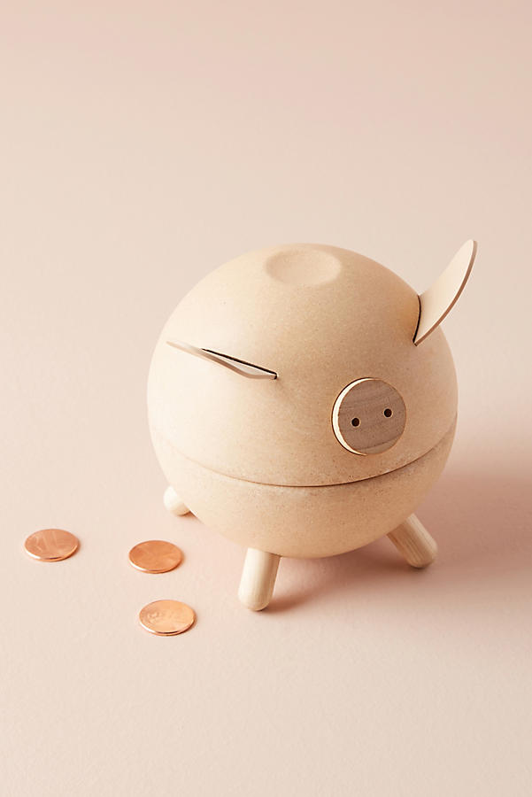 Slide View: 1: Wooden Piggy Bank
