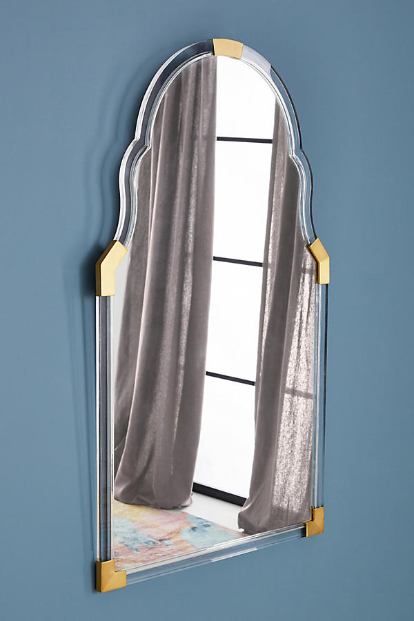Slide View: 1: Arch Brass-Capped Mirror
