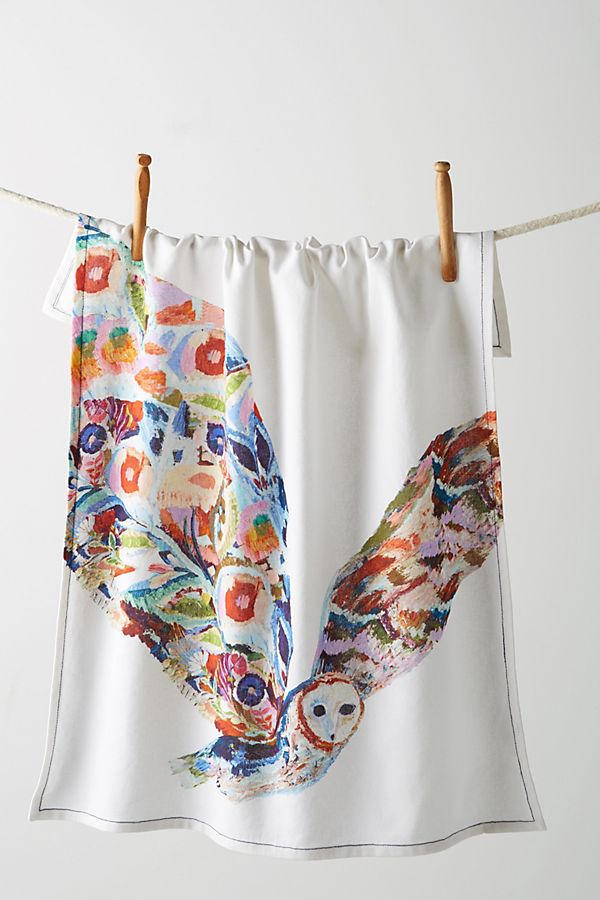Slide View: 1: Painted Owl Dish Towel