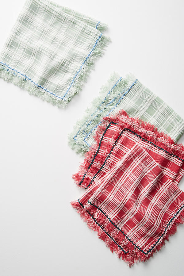 Slide View: 1: Plaid Napkin Set