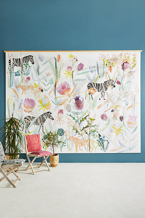 Slide View: 1: Zebras, Cheetahs & Cockatoos Mural
