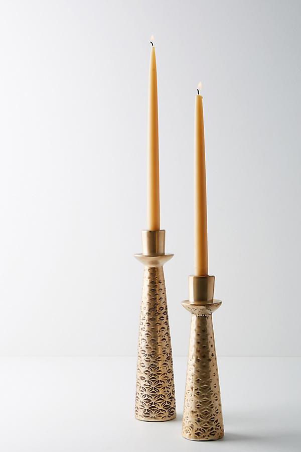 Slide View: 1: Embossed Ceramic Taper Holder