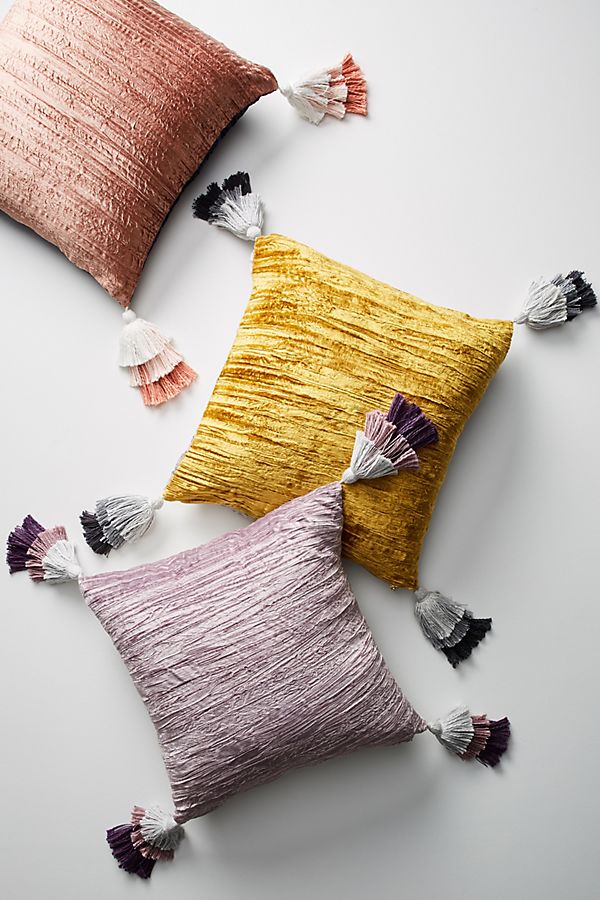 Slide View: 1: Tasseled Velvet Pillow