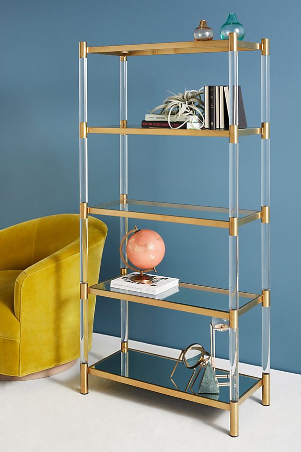 Slide View: 1: Oscarine Lucite Mirrored Bookshelf