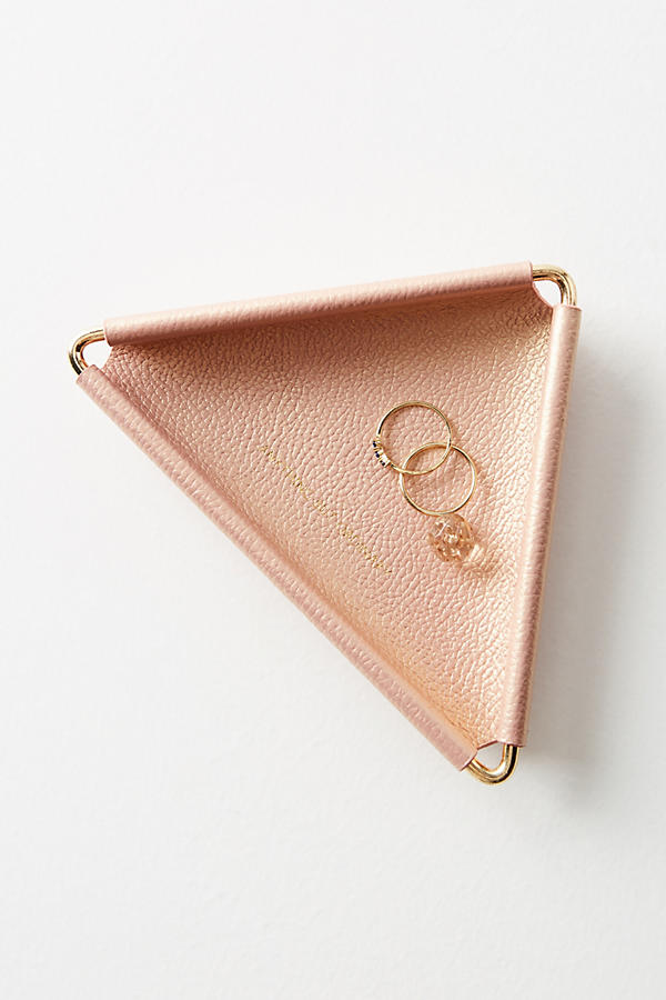 Slide View: 1: Leather Triangle Trinket Dish