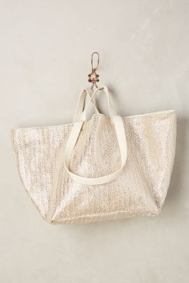 Shimmered Straw Tote Bag | Anthropologie