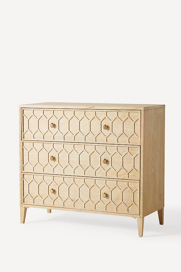 Slide View: 1: Textured Trellis Three-Drawer Dresser